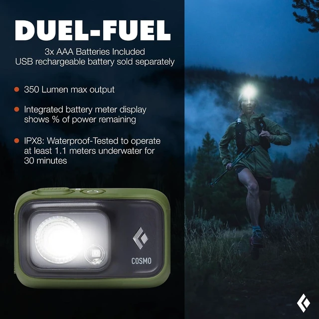 Alt view image 2 of 5 - Cosmo 350 Headlamp AAA Powered Dimmable BD Dark Olive