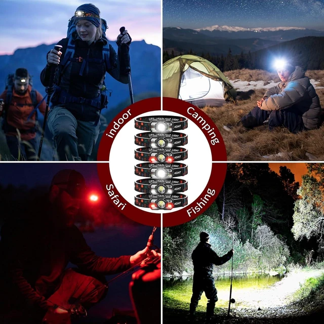 Alt view image 6 of 6 - Headlamp Rechargeable 6Pack 3000 Lumen Ultra-Light Bright Headlamp Flashlight with White Red Light LED Headlight Motion Sensor 5+5 Mode for Outdoor Camping Fishing Running Hiking