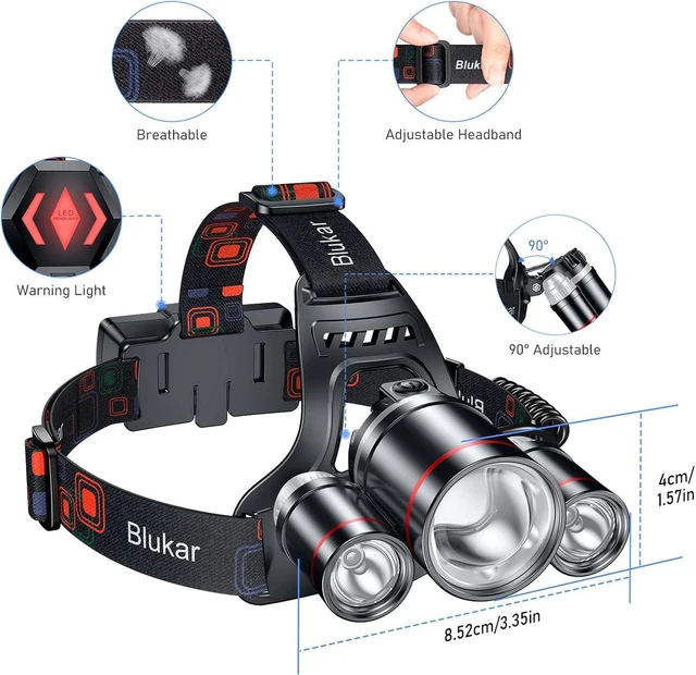 Alt view image 7 of 7 - LED Headlamp Rechargeable Ultra Bright Headlight with 3 Lights