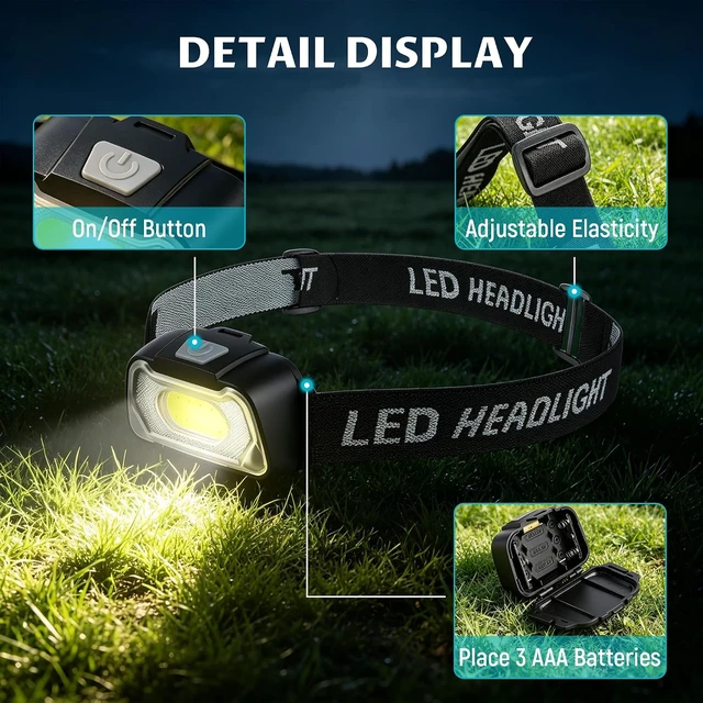 Alt view image 4 of 7 - Camping Headlamp Flashlight 4 Pack Battery Powered Head Lamp Gear