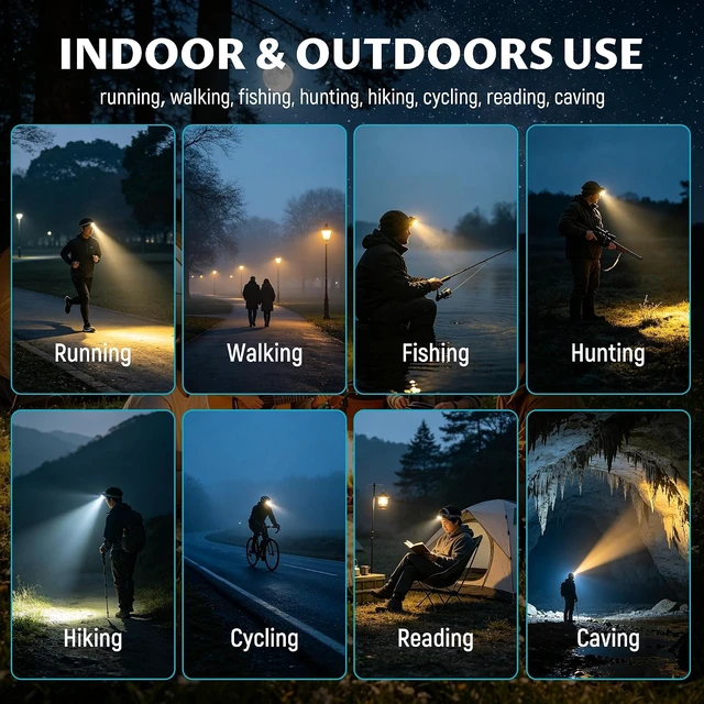 Alt view image 5 of 7 - Camping Headlamp Flashlight 4 Pack Battery Powered Head Lamp Gear