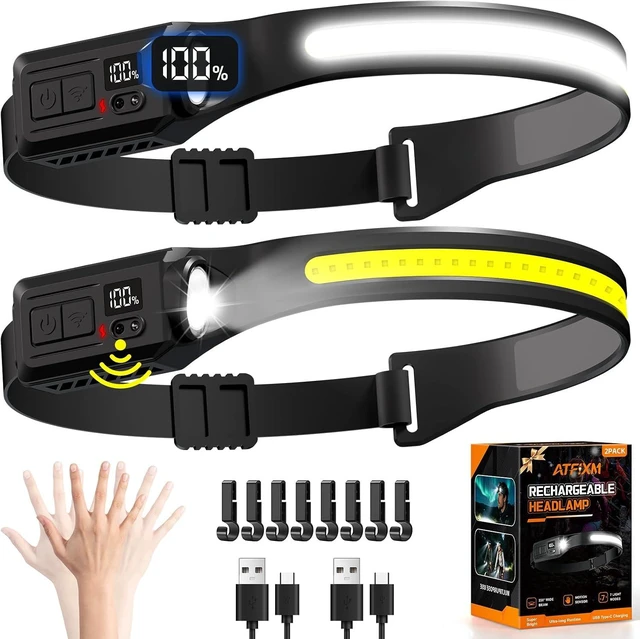 Main image of Headlamp Rechargeable 2P 230° LED Head Lamp for Adults with Motion Sensor