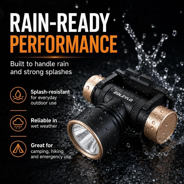 Alt view image 4 of 7 - Rechargeable LED Headlamp USB-C 3.44 oz with Battery & Headband