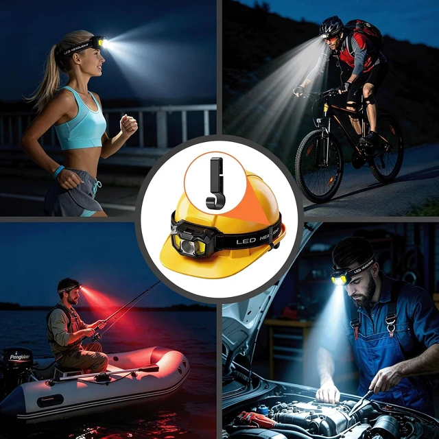 Alt view image 6 of 7 - Rechargeable Headlamp Super Bright Head Lamp LED Headlight 3Pack