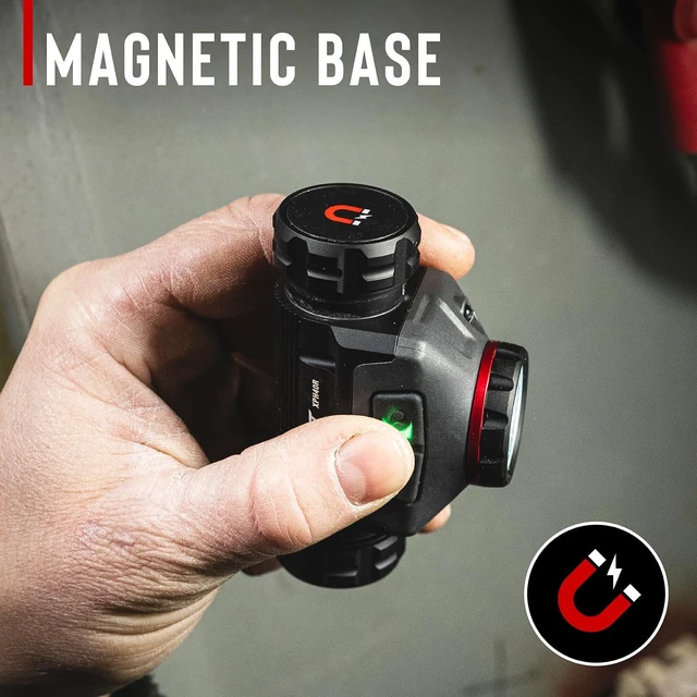 Alt view image 6 of 7 - XPH40R 3000 Lumens Voice-Controlled USB-C Rechargeable LED Headlamp 7 Light Modes Twist Focus Magnetic Base Red/Green Beams
