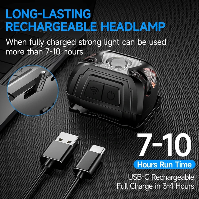 Alt view image 3 of 7 - High-End Comfortable Camping & Work Headlamp Long Endurance Lighting 12 Hours 1000+ LM High Brightness IPX5 Waterproof Suitable for Fishing Running Maintenance and Other Scenarios