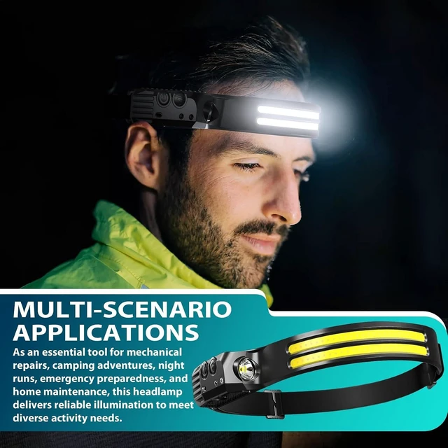 Alt view image 6 of 7 - Rechargeable Headlamp 8 Pack LED Headlight Flashlight Super Bright with 230° Wide Beam 5 Modes Waterproof Head Lamp for Outdoor Hiking Running Camping