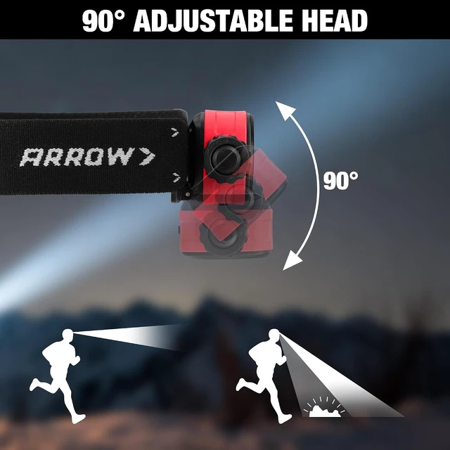 Alt view image 7 of 7 - Arrow Rechargeable LED Headlamp 500LM Red Light 90° Adjustable USB-C