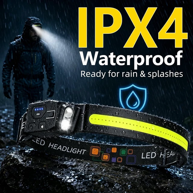 Alt view image 5 of 7 - Headlamp Rechargeable 4PCS Bright LED Headlamp Head Light 230° Wide Beam