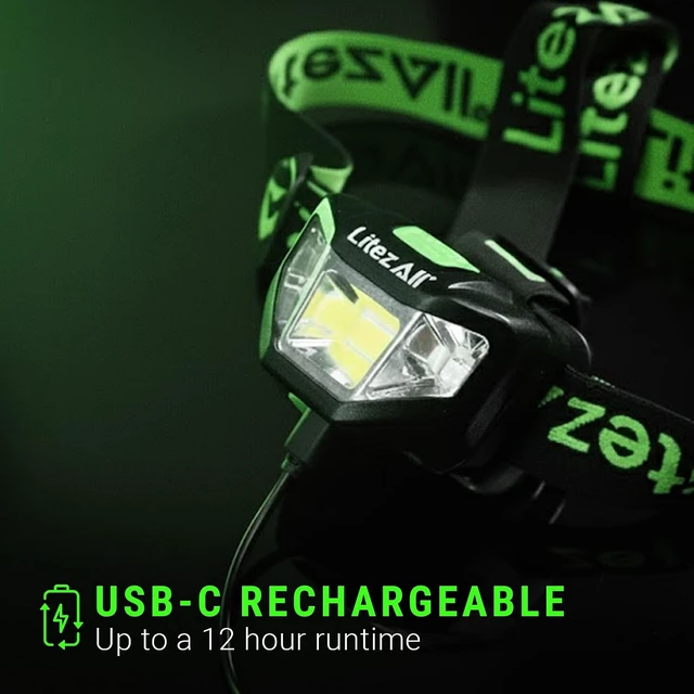 Alt view image 2 of 7 - Quattro 4 Mode LED Headlamp - Rechargeable Hands-Free Lighting for Camping & Hiking 2 Pack