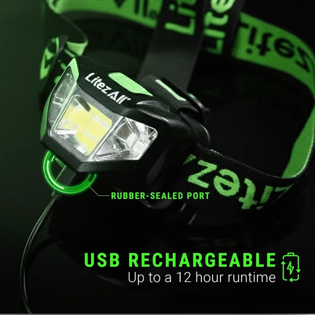 Alt view image 7 of 7 - Quattro 4 Mode LED Headlamp - Rechargeable Hands-Free Lighting for Camping & Hiking 2 Pack