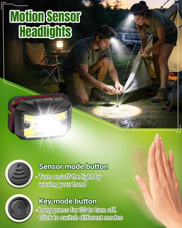 Alt view image 3 of 7 - 2 Pack Headlamp Rechargeable - Christmas Stocking Stuffers Gifts for Men