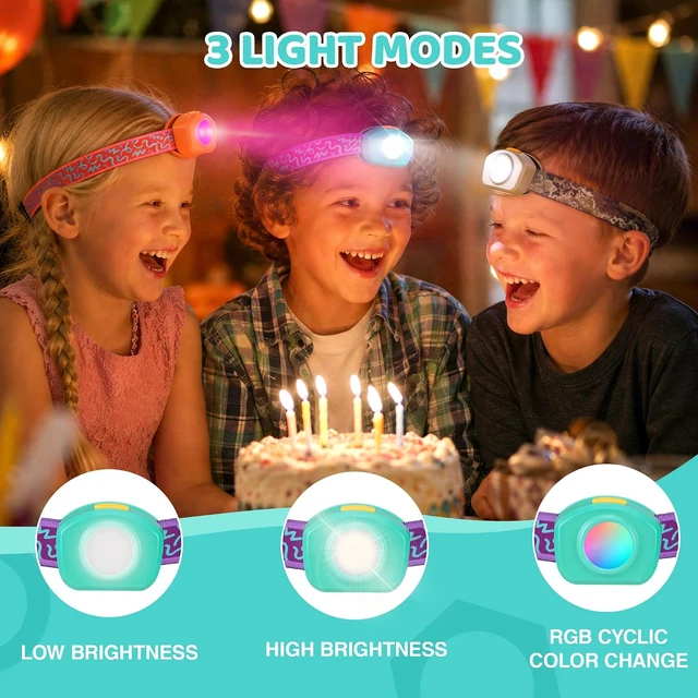 Alt view image 2 of 7 - Rechargeable Kids Headlamp RGB LED Light with Adjustable Band