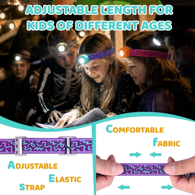 Alt view image 5 of 7 - Rechargeable Kids Headlamp RGB LED Light with Adjustable Band