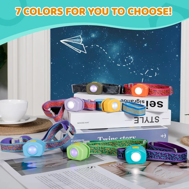 Alt view image 6 of 7 - Rechargeable Kids Headlamp RGB LED Light with Adjustable Band