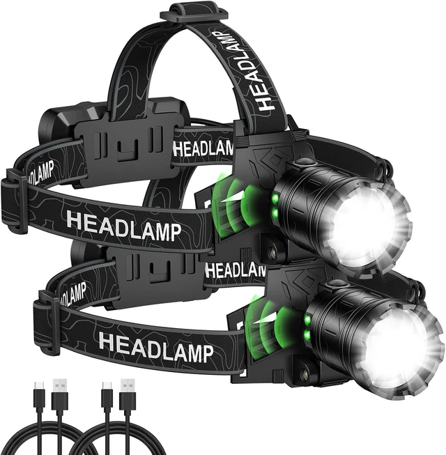 Main image of Headlamp Rechargeable 99 000LM Super Bright 2pack LED Head Lamp with 3 Modes 90°Adjustable Head Lights for Forehead IPX6 Waterproof HeadLamps for Camping Hiking (2)