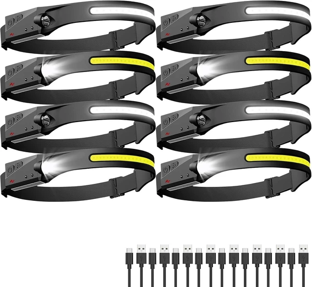 Main image of Headlamp Rechargeable LED Headlight Flashlight Super Bright with 230° Wide Beam Motion Sensor 5 Modes Waterproof Head Lamp for Outdoor Hiking Running Camping (Black 8 Pack)