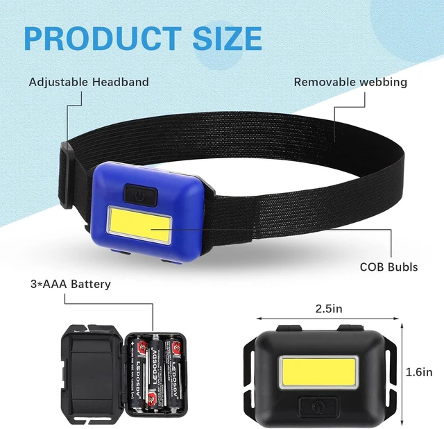 Alt view image 2 of 6 - 30 Pieces Led Headlamp Flashlight Outdoor Head Lamp Adjustable Headband Flashlights with 3 Modes Include 90 AAA Batteries Bright Waterproof Headlights for Outdoor Night Camping Hiking Fishing