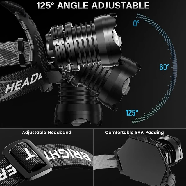 Alt view image 7 of 7 - Rechargeable LED Headlamp 99000 High lumens Super Bright Powerful