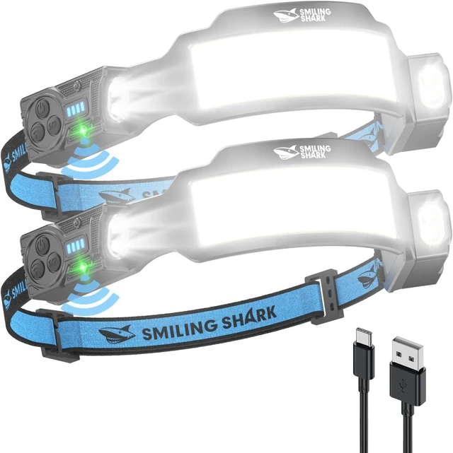 Main image of TS-6 Headlamp Dual Spotlight with 6X Floodlight & Strobe LED Head Torch Rechargeable 2400mAh Long-Lasting for Camping Hiking Running Jogging (2 Pack)