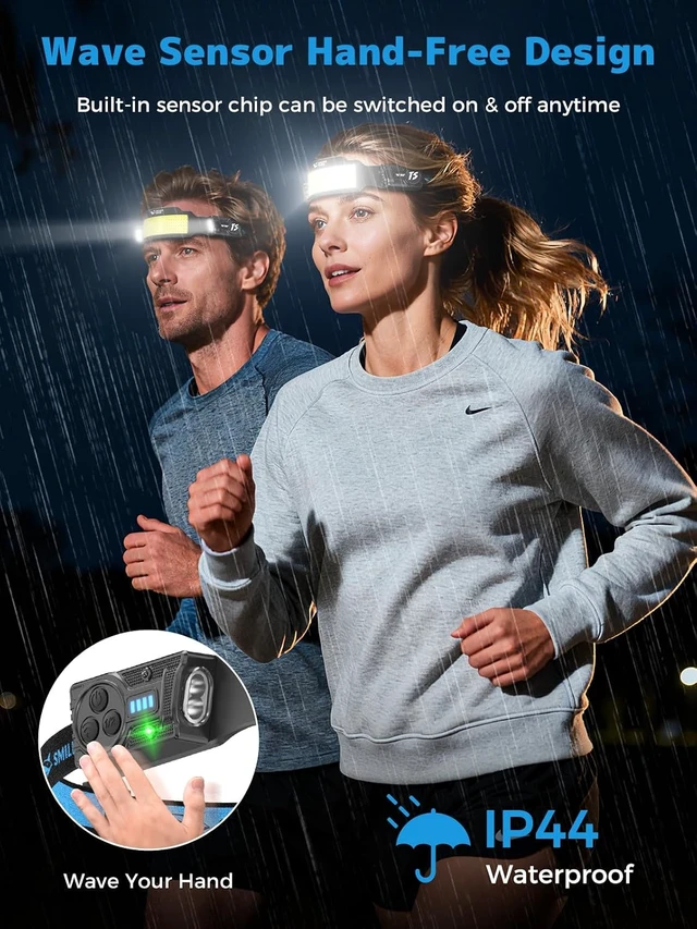 Alt view image 4 of 7 - TS-6 Headlamp Dual Spotlight with 6X Floodlight & Strobe LED Head Torch Rechargeable 2400mAh Long-Lasting for Camping Hiking Running Jogging (2 Pack)