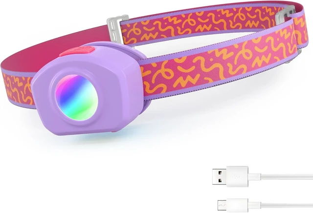 Main image of Rechargeable Kids Headlamp RGB LED Light with Adjustable Band