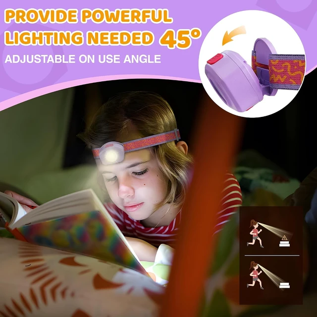 Alt view image 4 of 7 - Rechargeable Kids Headlamp RGB LED Light with Adjustable Band