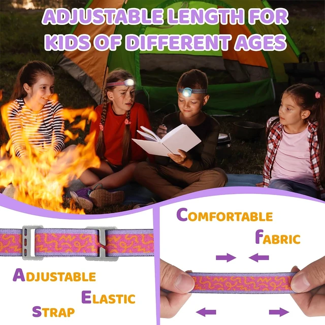 Alt view image 5 of 7 - Rechargeable Kids Headlamp RGB LED Light with Adjustable Band