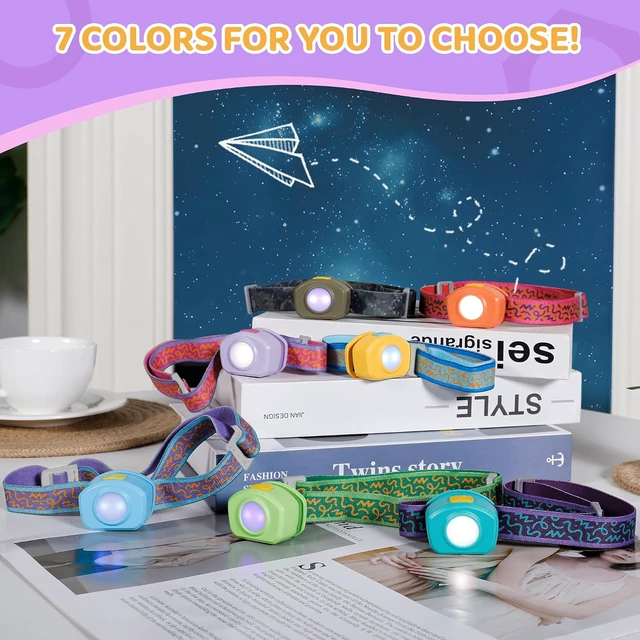 Alt view image 6 of 7 - Rechargeable Kids Headlamp RGB LED Light with Adjustable Band