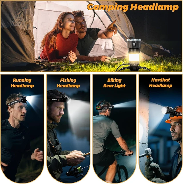 Alt view image 7 of 7 - High-end 220000 Lux Super Bright Headlamp 17 Modes 95H Long Standby