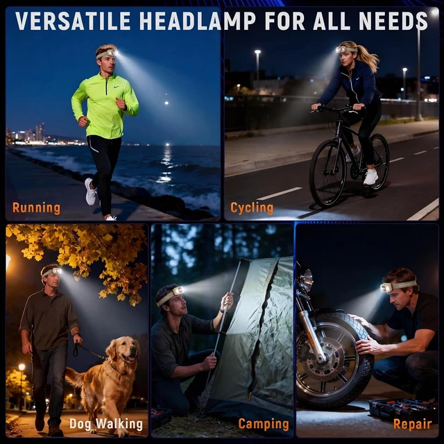 Alt view image 6 of 7 - Upgraded Headlamp Rechargeable Ultra Bright 6 Modes with Motion Sensor