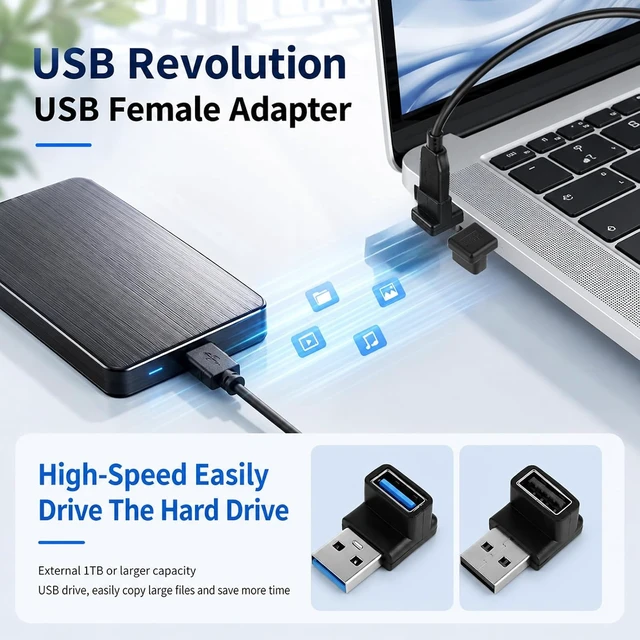 Alt view image 4 of 7 - 6pcs 90 Degree USB 3.0 Adapters Right Angle USB Adapters