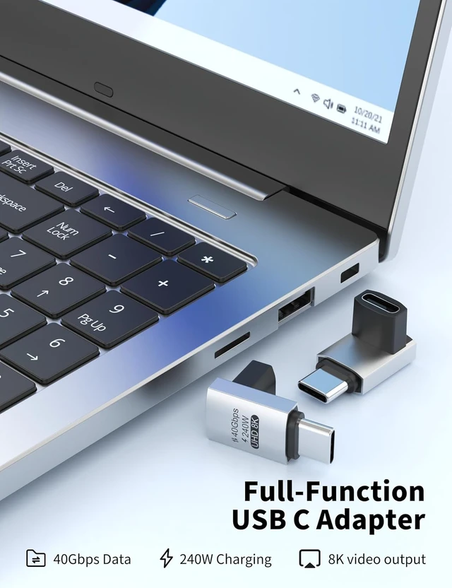 Alt view image 2 of 6 - 90 Degree USB C Adapter 3-Pack Right Angle USB C Male to Female Adapter
