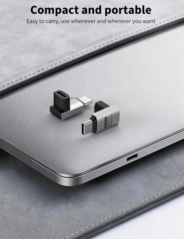 Alt view image 6 of 6 - 90 Degree USB C Adapter 3-Pack Right Angle USB C Male to Female Adapter