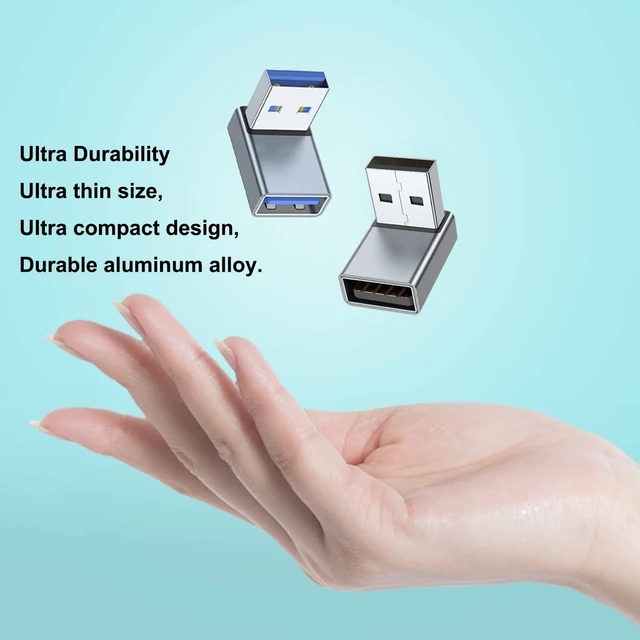 Alt view image 6 of 7 - 90 Degree USB 3.0 Adapter 2 Pack Up and Down Angle Grey