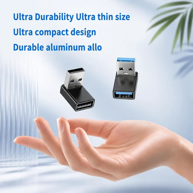 Alt view image 7 of 7 - 2pcs 90 Degree USB 3.0 Adapter USB A Male to Female Converter Extender