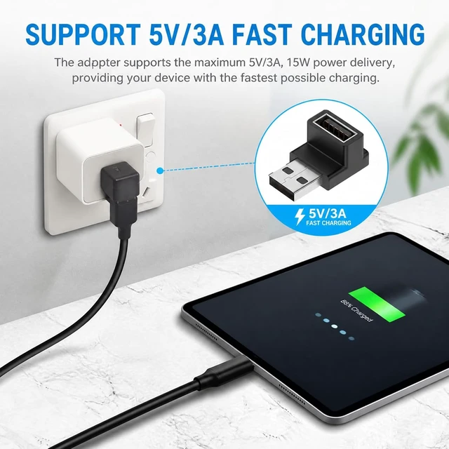 Alt view image 5 of 7 - USB-A 3.2 Right Angle Adapter 4 Pack Male to Female Upward and Downward