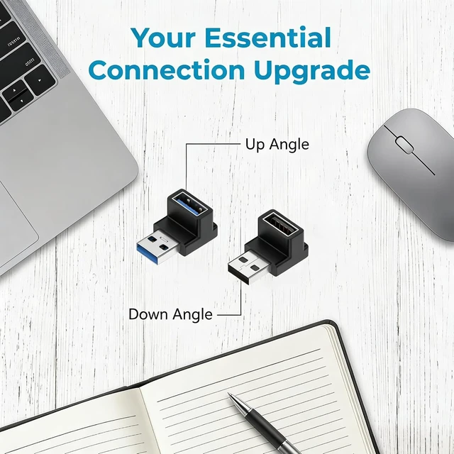 Alt view image 2 of 6 - 90 Degree USB 3.2 Adapter Male to Female Interface 2Pcs (Down Angle)