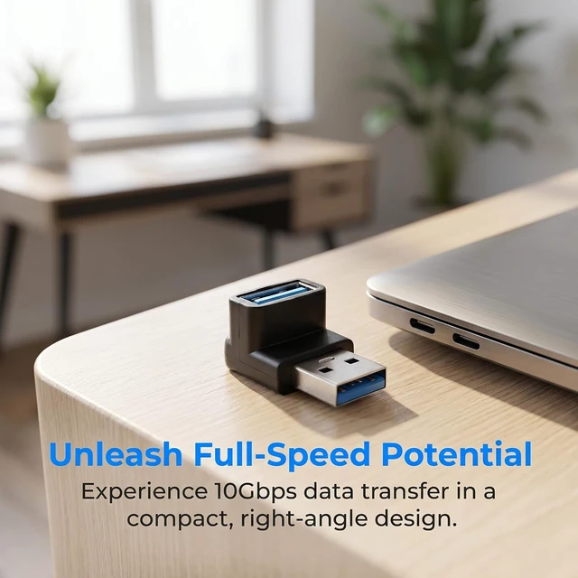 Alt view image 4 of 6 - 90 Degree USB 3.2 Adapter Male to Female Interface 2Pcs (Down Angle)