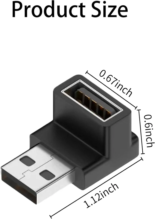 Alt view image 6 of 6 - 90 Degree USB 3.2 Adapter Male to Female Interface 2Pcs (Down Angle)