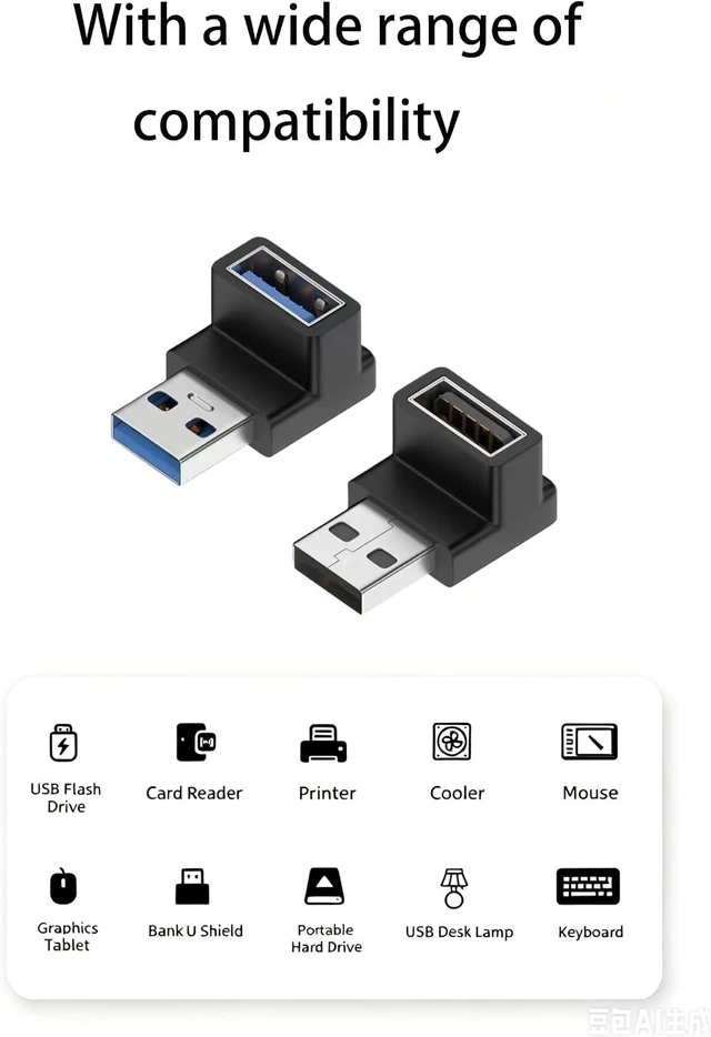 Alt view image 5 of 6 - 90 Degree USB 3.2 Adapter Male to Female Interface 2Pcs (Down Angle)