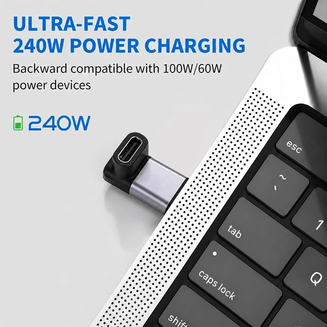 Alt view image 5 of 7 - 90 Degree USB C Adapter 4 Pack Male to Female Right Angle Connector