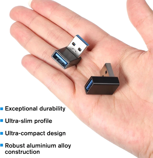 Alt view image 4 of 7 - 2 Pack USB3.1 Type A Male to USB-A Female Adapter Angle USB A Male to Female Converters Up and Down Angle 90 Degree Fast Charging Converter OTG for PC Laptop Power Bank and More