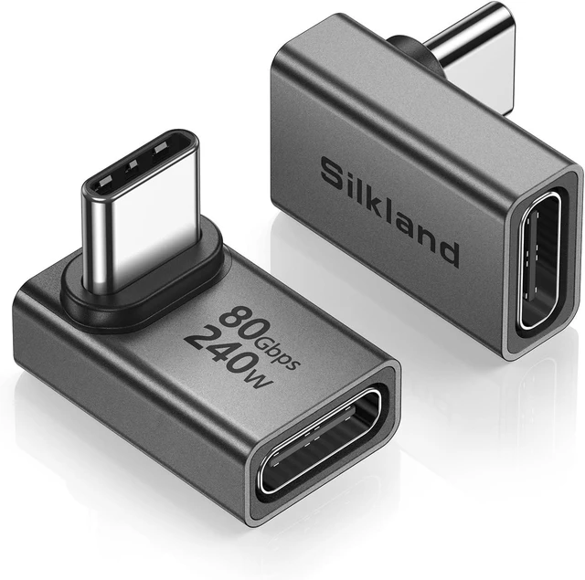 Main image of 80Gbps USB C 90 Degree Right Angle Adapter 2 Pack 16K 240W USB4
