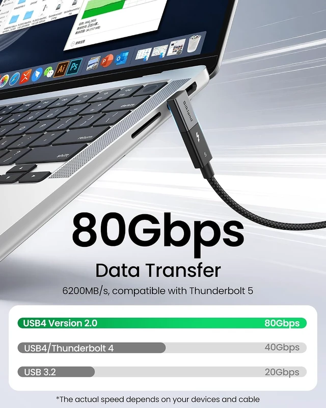 Alt view image 2 of 7 - 80Gbps USB C 90 Degree Right Angle Adapter 2 Pack 16K 240W USB4