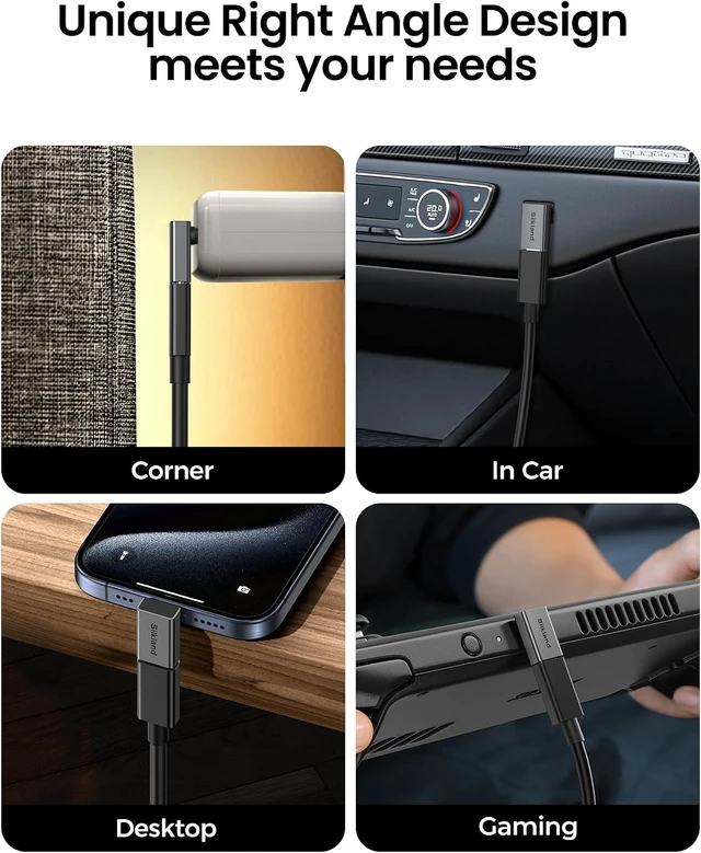 Alt view image 6 of 7 - 80Gbps USB C 90 Degree Right Angle Adapter 2 Pack 16K 240W USB4
