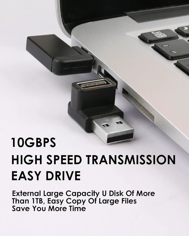 Alt view image 3 of 7 - 90 Degree USB 3.2 Adapter 4-Pack Right Angle USB Type-A Adapter