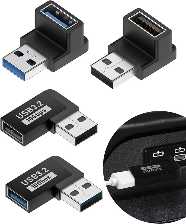 Alt view image 7 of 7 - 90 Degree USB 3.2 Adapter 4-Pack Right Angle USB Type-A Adapter