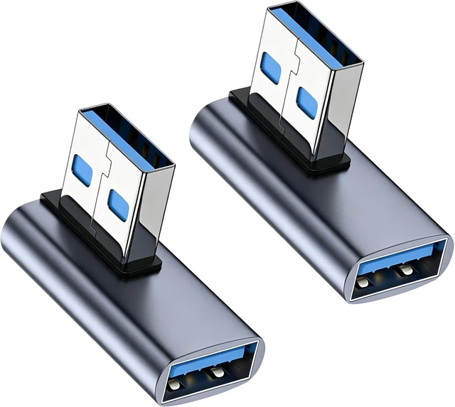Main image of 10Gbps USB 3.1 Right Angle Adapter USB Type A 90 Degree Angle Male to Female Data Connector Left Bend Converter 5V/3A for PC Tablet Power Bank 2Pcs