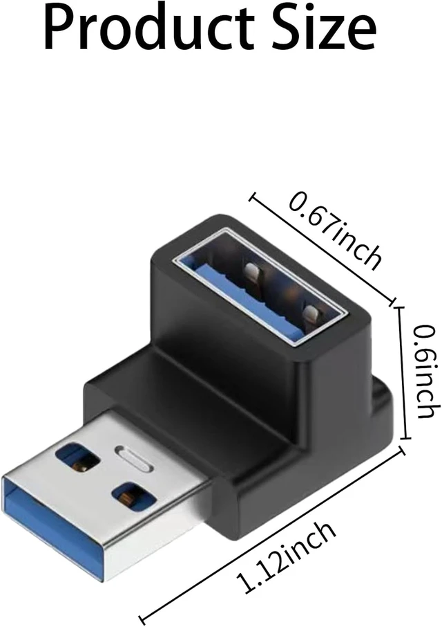 Alt view image 7 of 7 - 90 Degree USB 3.2 Adapter Male to Female Interface 2Pcs (Up Angle)